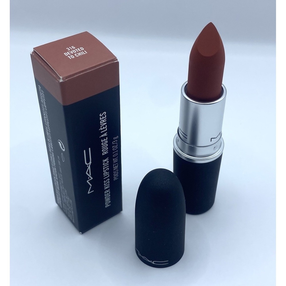 Mac Cosmetics Powder Kiss Lipstick - 316 Devoted To Chili - Full Size NIB